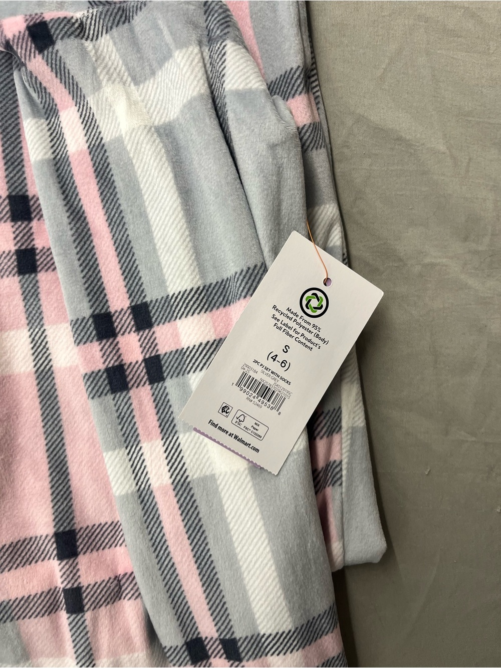 Joyspun Cozy Pink & Gray Plaid Long-Sleeve Pajama Set Women’s Size Small NWT - Picture 3 of 5